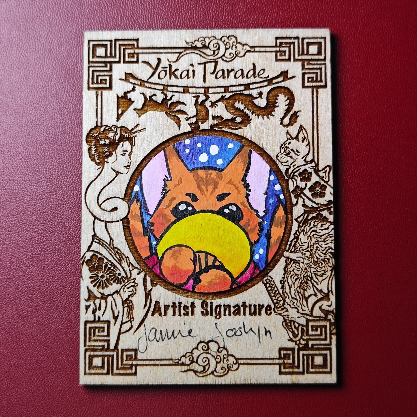 2023 Iconic Creations Yokai Parade Wood Sketch Card 1/1 Jamie Joslyn