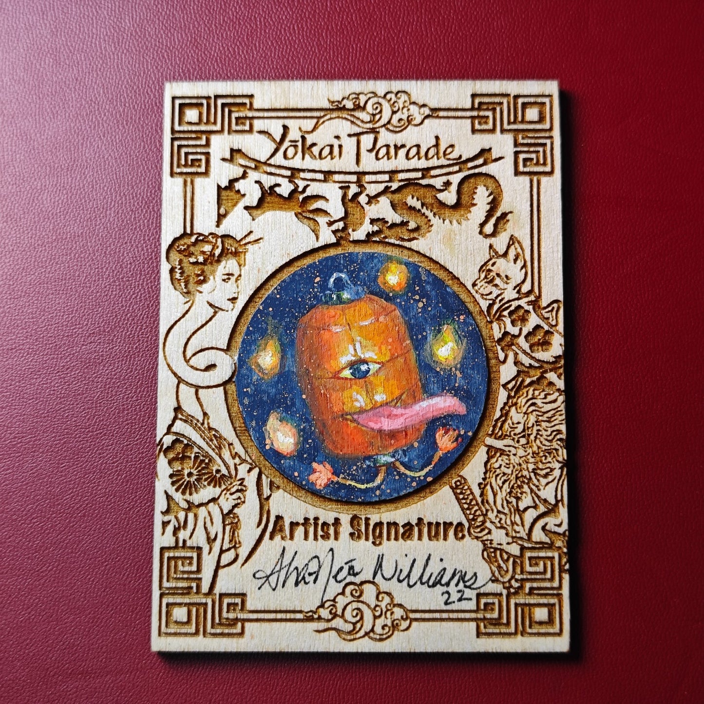 2023 Iconic Creations Yokai Parade Wood Sketch Card 1/1 Andrea Williams