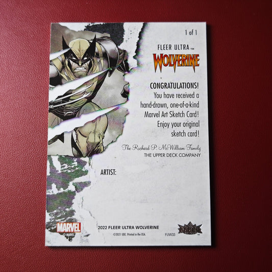 2022 Fleer Ultra Wolverine 1/1 Blank Artist Sketch Card