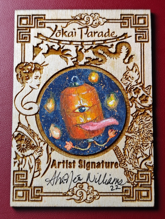 2023 Iconic Creations Yokai Parade Wood Sketch Card 1/1 Andrea Williams